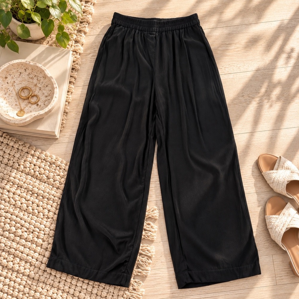 Wilfred Free Aritzia Black Viscose Wide Leg Pants XS Minimalist Quiet  Luxury